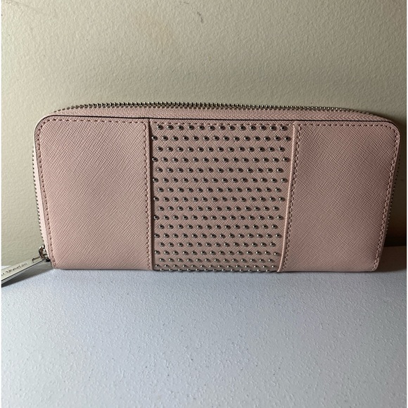 (NEW) Michael Kors Zip Around Continental Micro Stud Wallet Ballet Pink - Picture 6 of 6